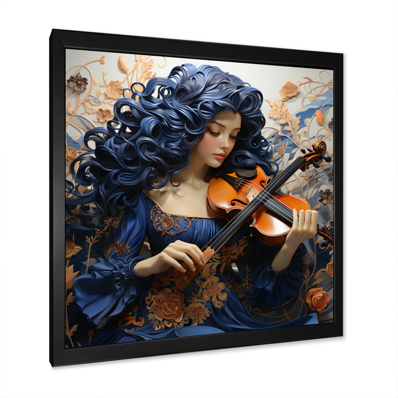 " Blue Music Classical Elegance I ", Black Single Picture Framed, 16" H x 16" W x 1" D