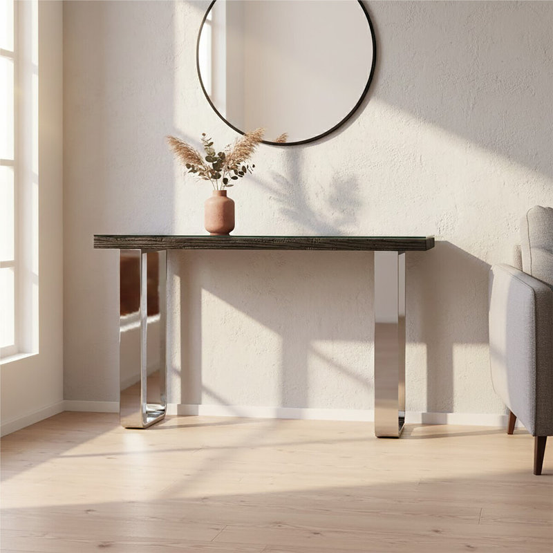 140cm Glass Top Console Table