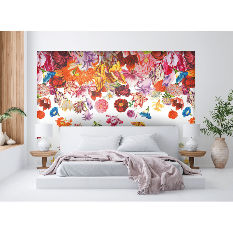 Cardy A Flower Rain Design 4-Panel Wall Mural 2.7m height x 280cm width, Coconut