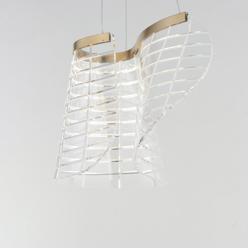 Luminaire suspendu simple tartan, Champagne brossé