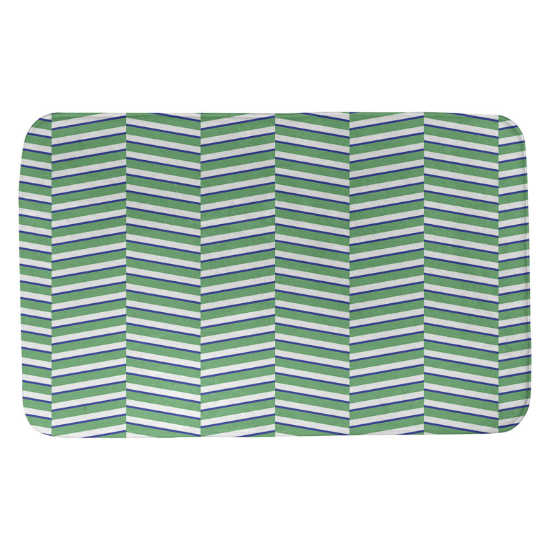 Tapis de bain à rayures rectangulaires anti-dérapant fractures, l 17 po x L 24 po, Vert / bleu marine
