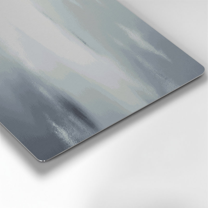 Art abstrait en métal sur fond bleu 38, H 32 po x l 32 po