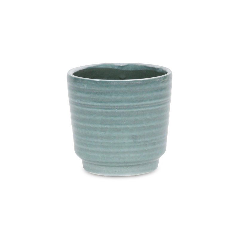Mosley Handmade Ceramic Pot Planter, Green, 4.25" H x 4.5" W x 4.5" D