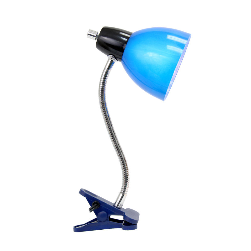 Adjustable Blue Clip-on Desk Lamp with Flexible Gooseneck