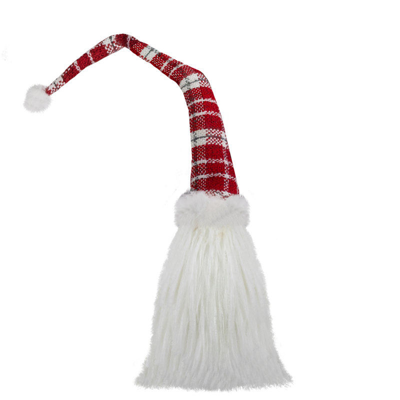 Décoration de Noël 29,5 pouces rouge et blanc avec un gnome de Noël assis sur une table