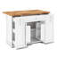 Mobile Kitchen Island with Foldable Top & Lockable Castors, 120cm Wide Storage Cart with 3-Tier Drawers & Door Racks (W120 x D45/70 x H87cm)