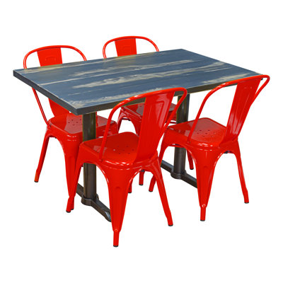 4 - Person Solid Wood Top Trestle Base Dining Set