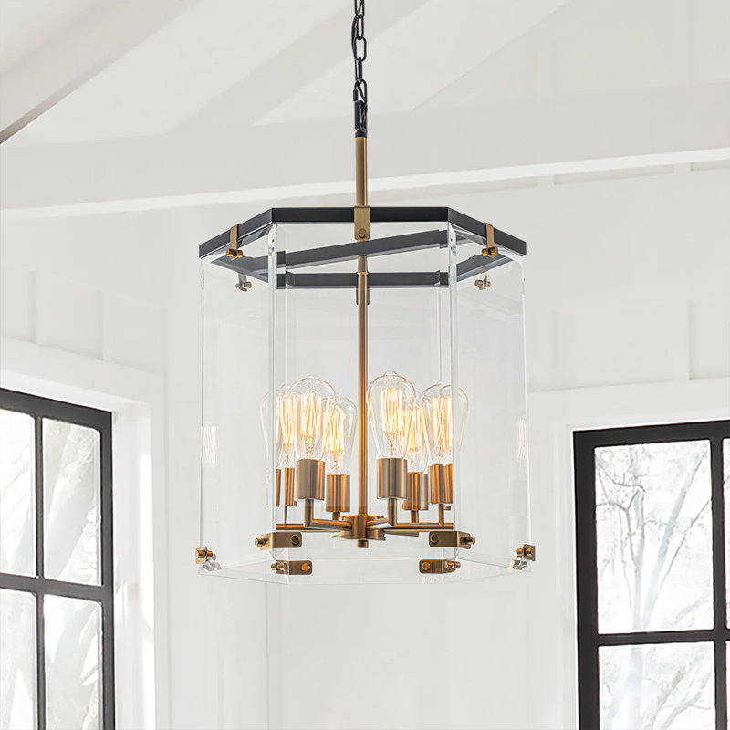 Luminaire suspendu en verre biseauté 6 lumières
