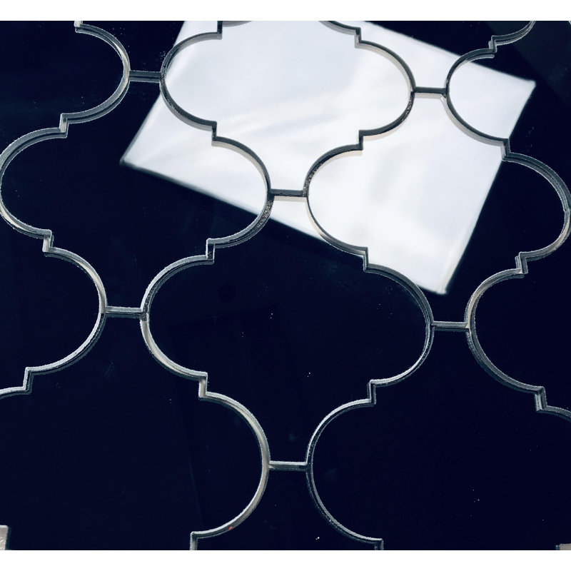 Reflections 5.625 in. x 5.625 in. Glass Mirror Big Lantern Arabesque Mosaic Decorative Kitchen & Bathroom Wall Tile