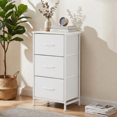 3 Drawer Dresser with Wood Top, Vertical Fabric Dresser for Bedroom and Closet