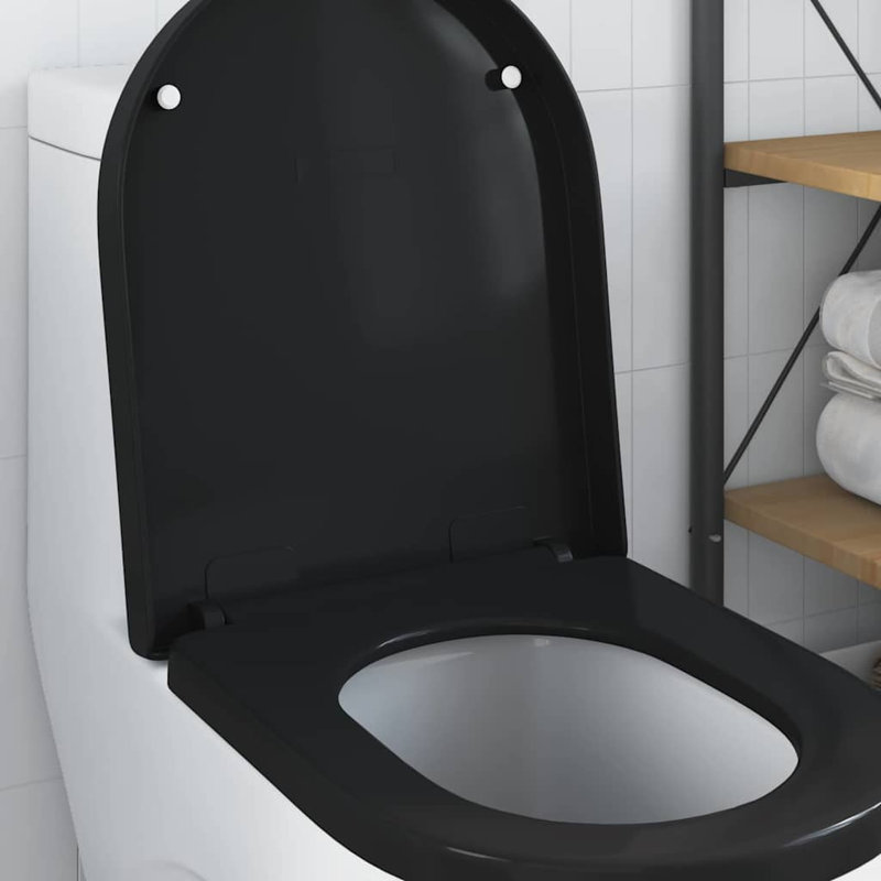 Toilet Seat Adjustable Polypropylene Modern Bathroom Indoor Plumbing, Black