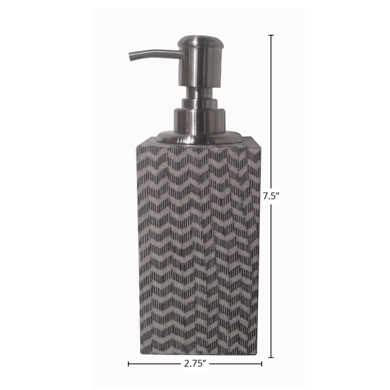 Gray Chevron Soap Dispenser, Satin Nickel