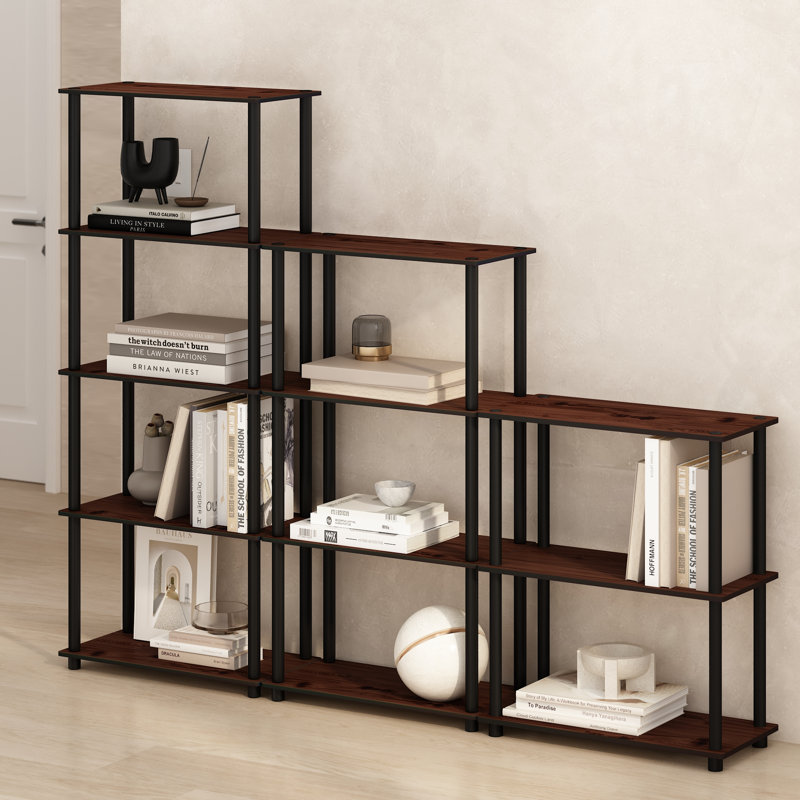 74.9cm H x 59.9cm W Plastic Etagere Bookcase, Dark Cherry/Black