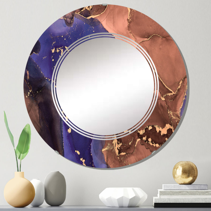 Miroir mural moderne et abstrait brun, 24 po x 24 po