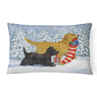  Golden Retriever Keep Up There, Scottie! Coussin décoratif en tissu intérieur / extérieur