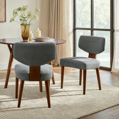 Mid Century Modern Upholstered Dining Chairs (Set of 2)