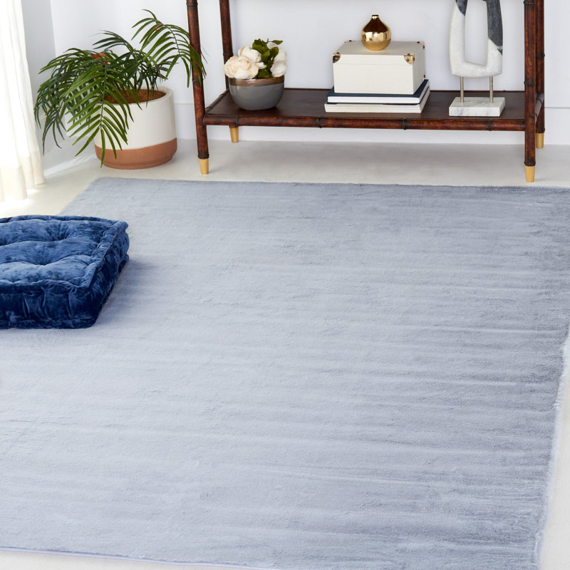 Solid Colour Machine Made Area Rug in Light Grey, Rectangle 2' x 3'