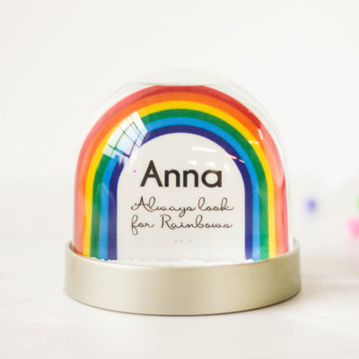 Joshue Personalised Rainbow Snow Globe