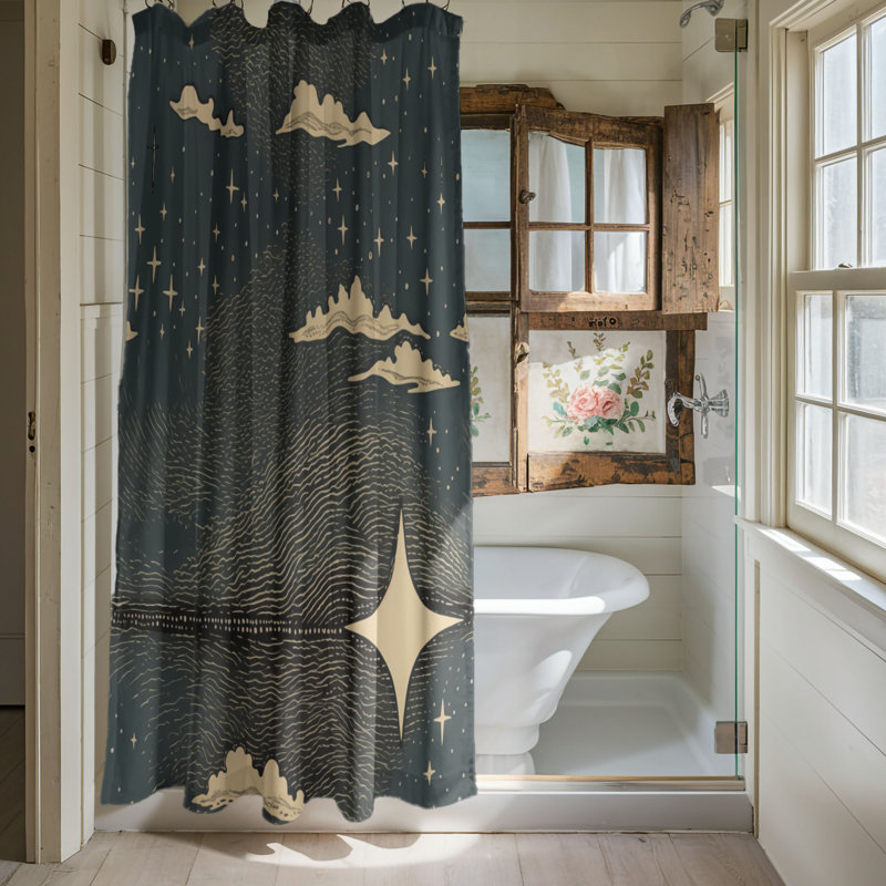 Semahat Abstract Shower Curtain, 74"H x 71"W