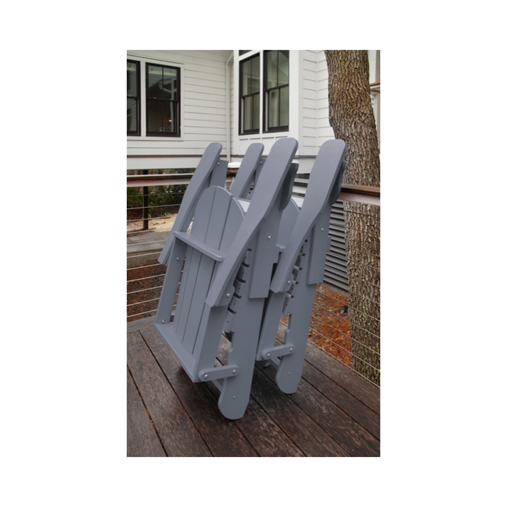 Berngar Foldable Outdoor Adirondack Chair, Gray