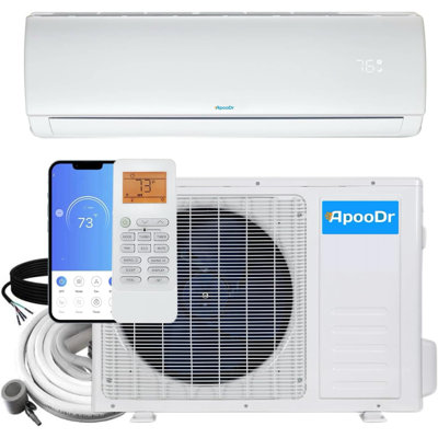 ApooDr 24,000 BTU 19 SEER2, 230-Volt, Ductless Mini Split AC with Heat Pump, Wi-Fi, 16Ft. Lineset