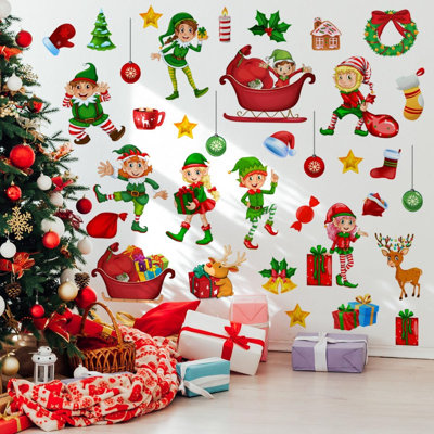 Glow In The Dark Christmas Wall Decal vert lumineux arbre de Noël boule de lumière autocollants muraux amovible fenêtre de Noël collant fournitures de fête de Noël pour les fêtes décoration de Noël