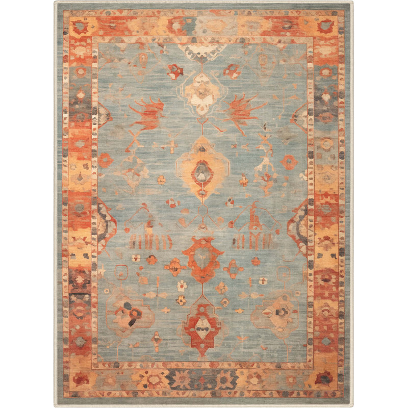 Tapis bleu pastel Bungalow Rose Adrith Marmaris, Rectangle 3 pi 11 po x 5 pi 3 po