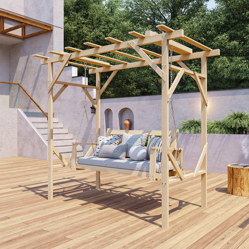 Pergola d'extérieur avec balancelles, ensemble de balançoires de patio 3 places pour la cour, le jardin