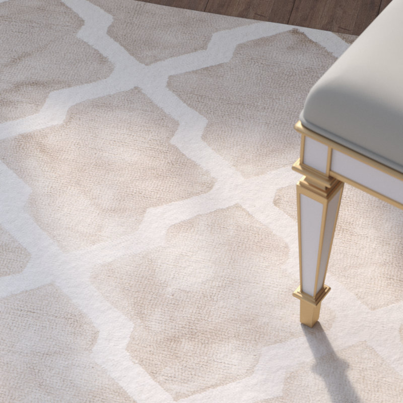 DoolittleHand-Tufted Wool Beige/Ivory Area Rug, Rectangle 3' x 5'
