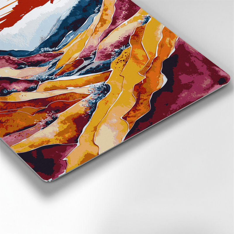 Aquarelle paysage 41, art mural en métal rouge, 36" H x 24" W
