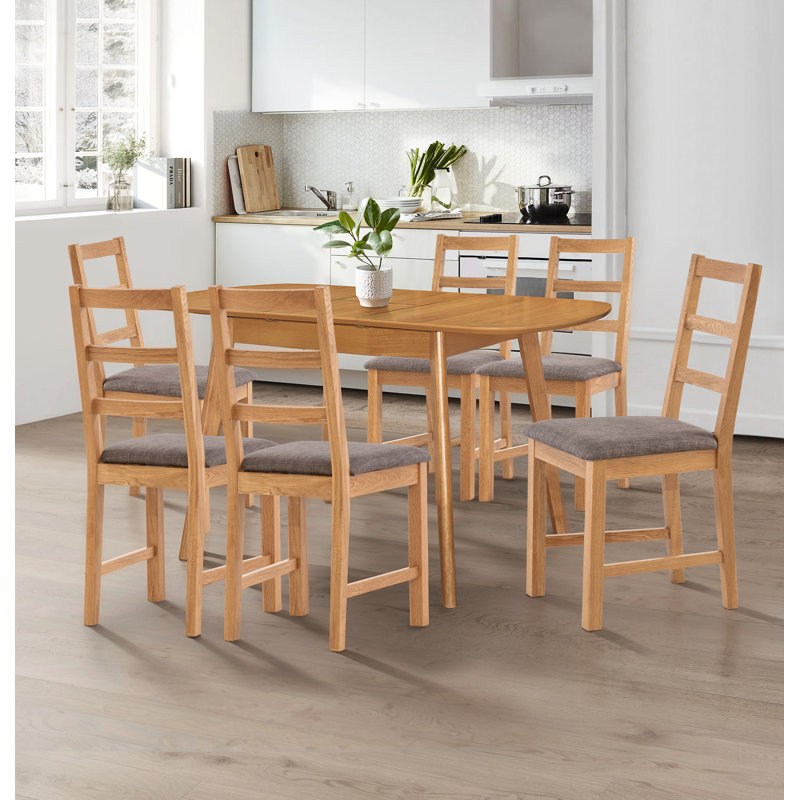 Donnay Butterfly Leaf Dining Set, 7 Pieces: 1 Table, 6 Chairs, Grey