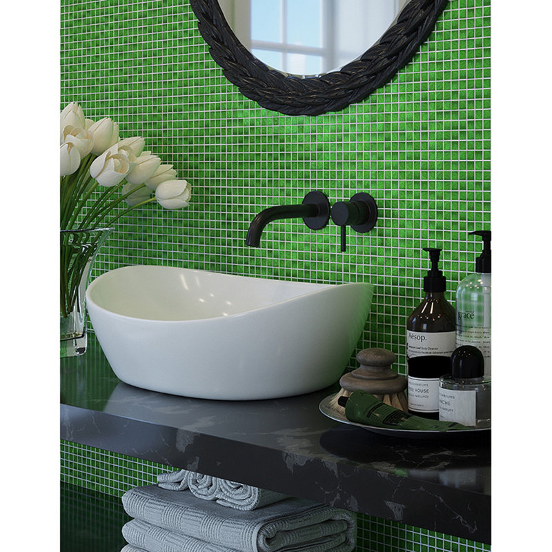 Skosh 0.6" x 0.6" Glass Grid Mosaic Wall & Floor Tile, Ruby Red