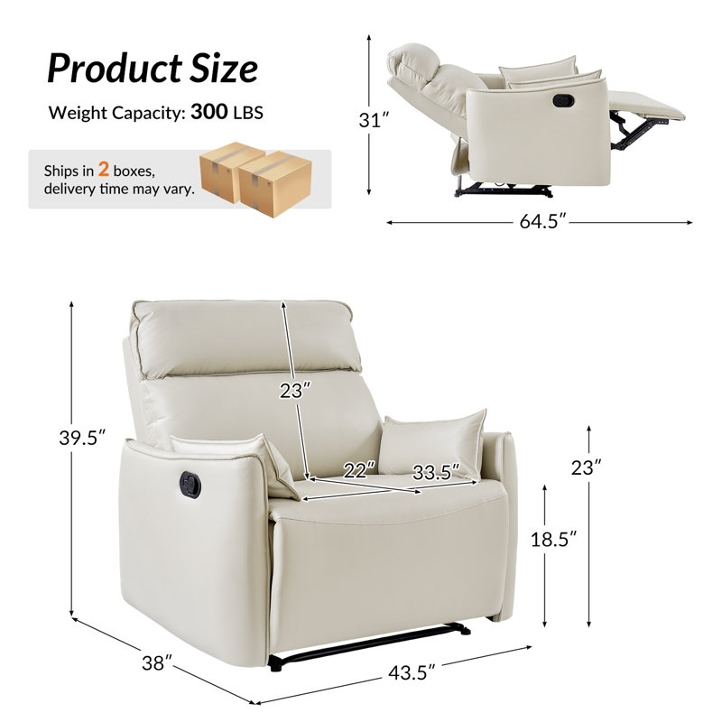 Fauteuil inclinable manuel Alanson, Ivoire ivoire