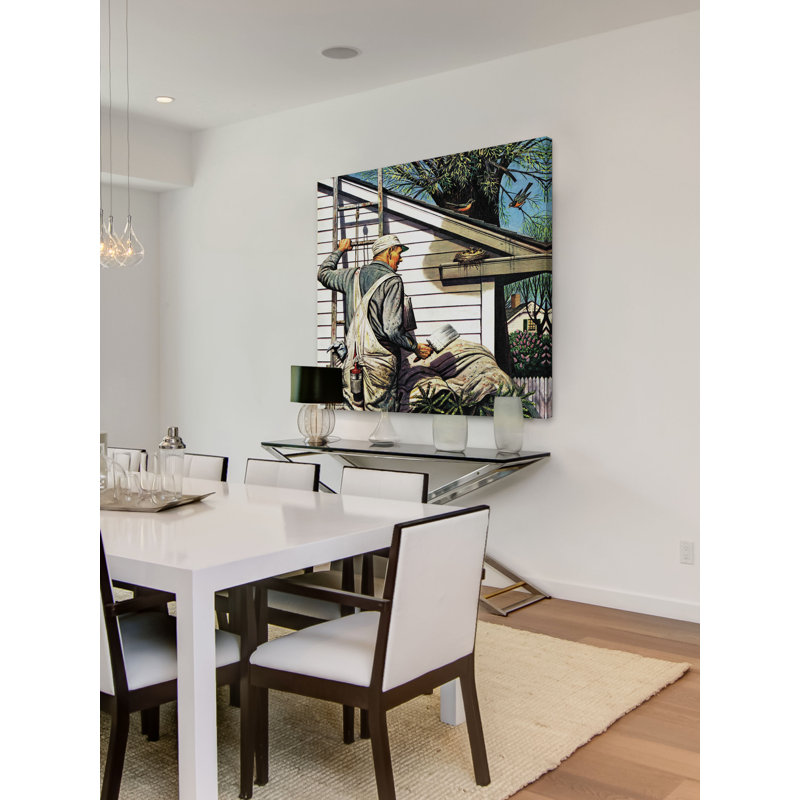 House Painter And Bird's Nest by Stevan Dohanos - Wrapped Canvas Print, 46 cm H x 46 cm W