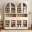 Bar à vin de 71 po de haut en verre arqué, armoire de rangement autoportante avec porte-bouteilles, porte-verre et tiroir-130629320
