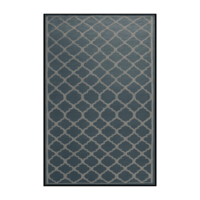 Machine Washable Trellis Black Area Rug