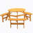6-Person Circular Outdoor Wooden Picnic Table For Patio, Backyard, Garden, Built-In Benches-319060951