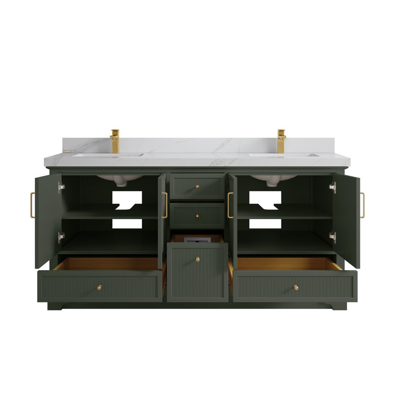 Alys 72'' Free Standing Double Bathroom Vanity with Quartz Top  (Pulls Option)