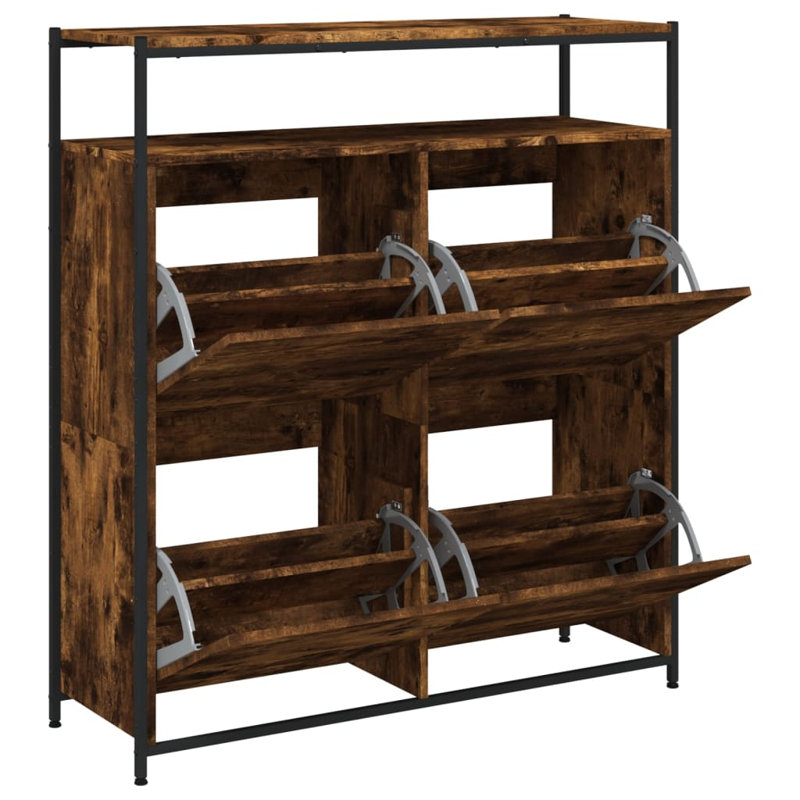 12 Pair Shoe Storage Cabinet, Smoked Oak