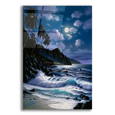 Highland Dunes 'Night Walkes At The Beach' By Anthony Casay, Acrylic Glass Wall Art, 16"X24"