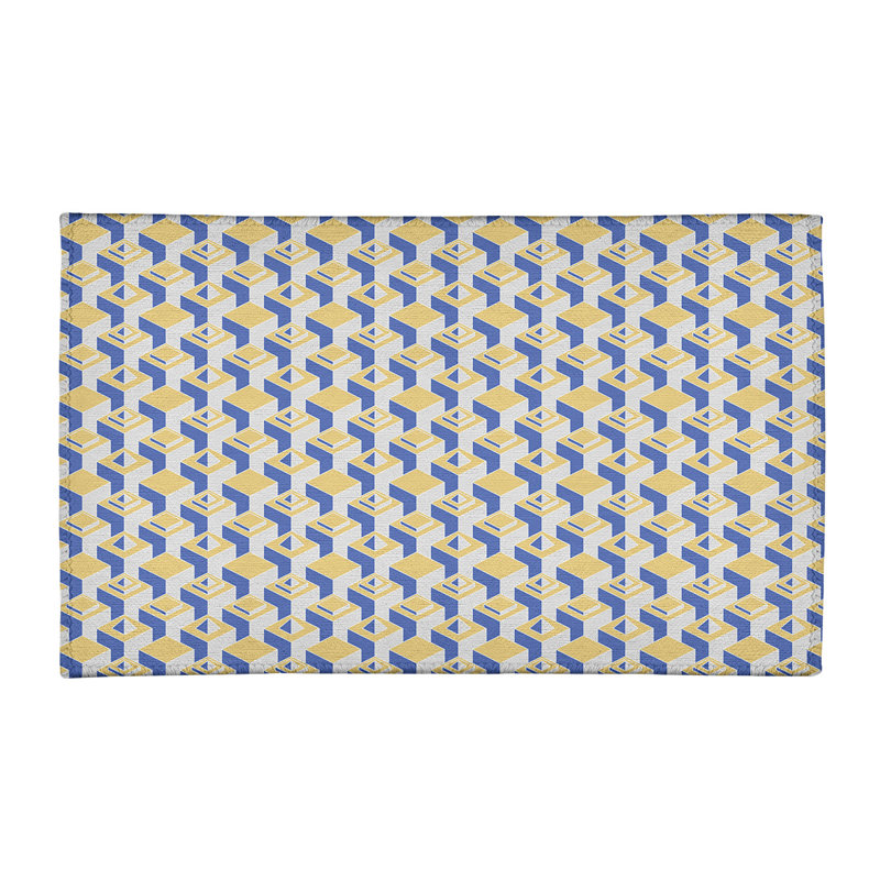 Tapis bleu/jaune skyscrapers, Rectangle 2 pi x 3 pi