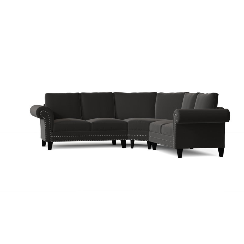Canapé modulaire de coin symétrique 110 po Jenny, Argent, Contessa minuit, Naturel