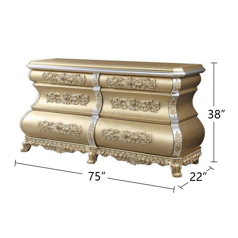 Commode double 6 tiroirs l 75 po