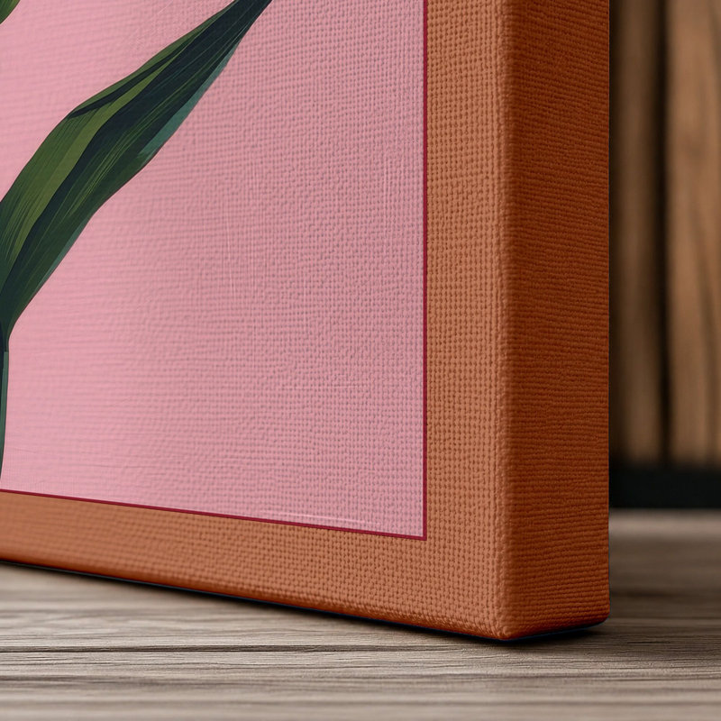 Lily in Pink Botanical - Wrapped Canvas, 24x16 - 61.0 x 40.6 cm, Terracotta Border