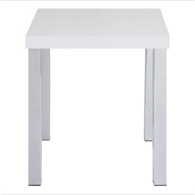 Table de bout blanche ultrabrillante et chrome