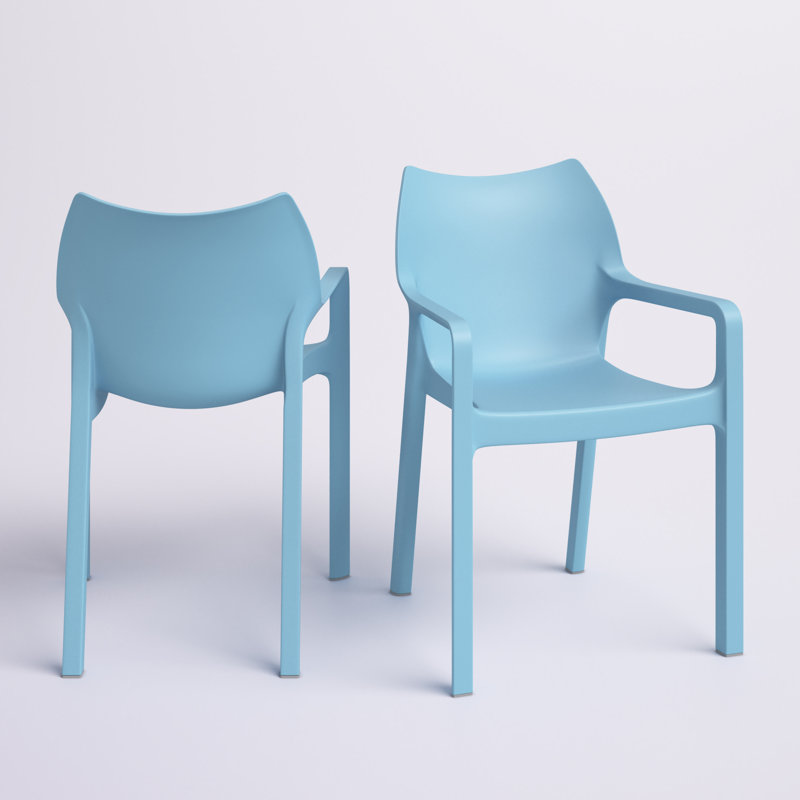 Adrian Stacking Patio Dining Armchair, Light Blue