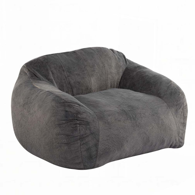 Fauteuil à billes Accent, H 27 po x l 48 po x P 41 po, Fausse fourrure grise