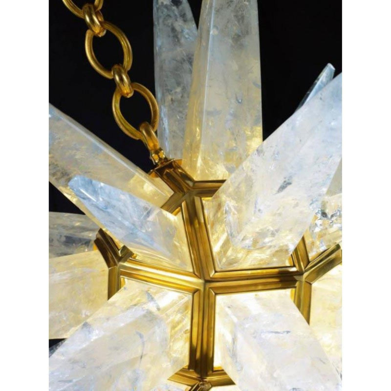 Lustre en forme de sphère Spoutnik Bengy, Bronze, H 50 po x l 50 po x P 50 po, Pierre naturelle noire