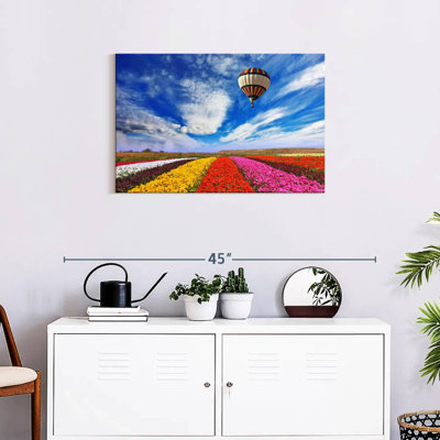 Alvord Hot Air Balloon Over Flower Field