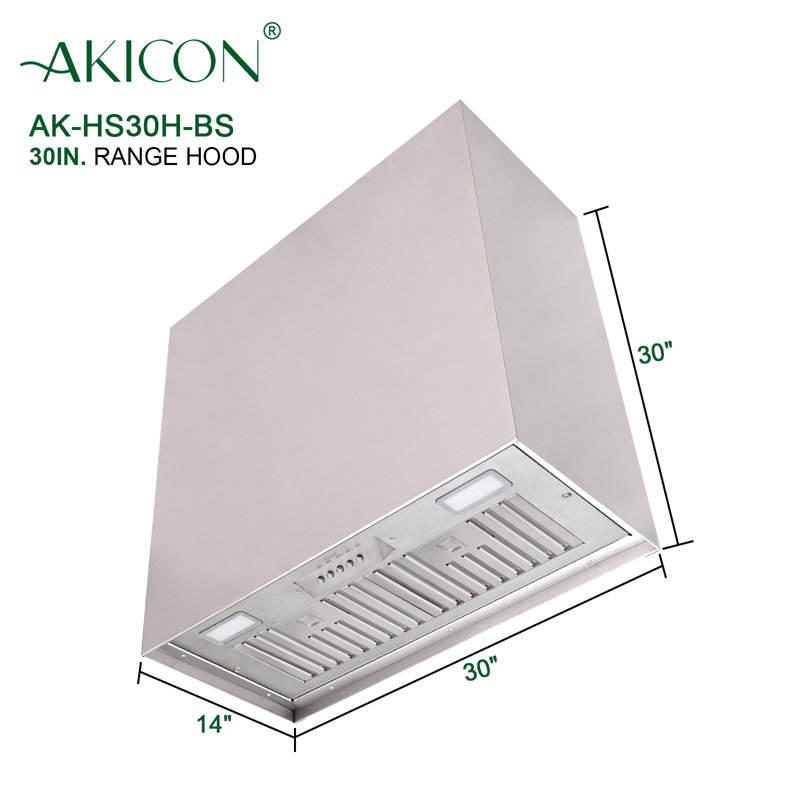 Hotte murale à conduit 600, Acier inoxydable brossé, H 30 po x l 30 po x P 14 po